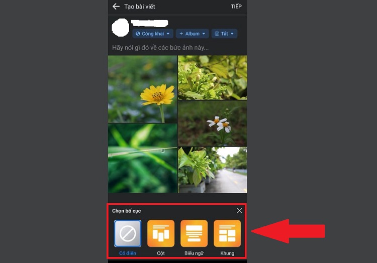 Chọn bố cục ảnh Facebook