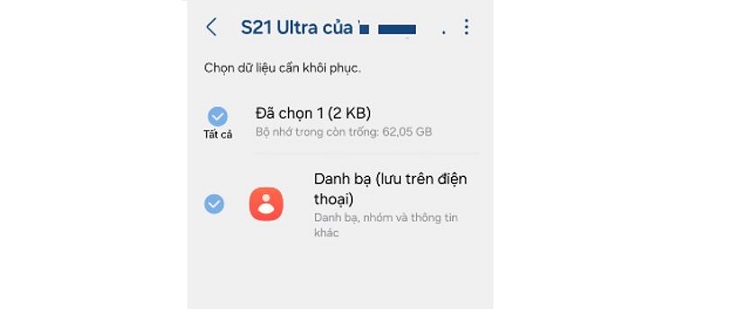 Xem dữ liệu Samsung Cloud