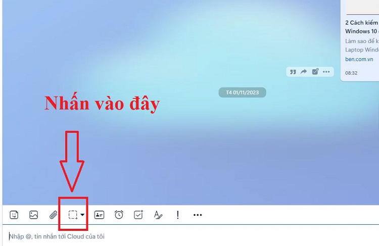 Chụp ảnh màn hình bằng Zalo bước 2