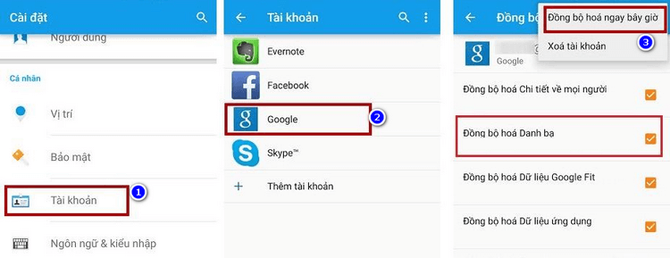 Đồng bộ danh bạ bằng tài khoản Google, thao tác trên điện thoại Android