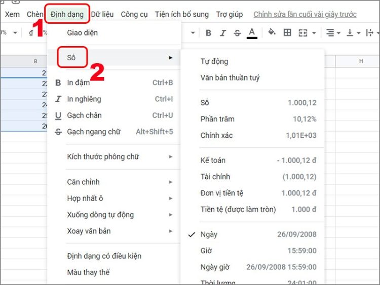 Chuyển định dạng từ Text sang Number trong Google Sheet