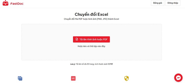 Chuyển đổi ảnh sang file Excel online