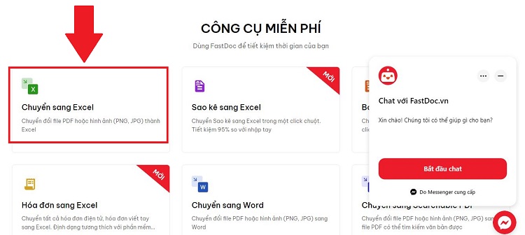 Chuyển sang Excel