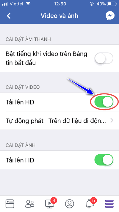 Cách Cài đặt iPhone đăng video lên Facebook không bị giảm chất lượng