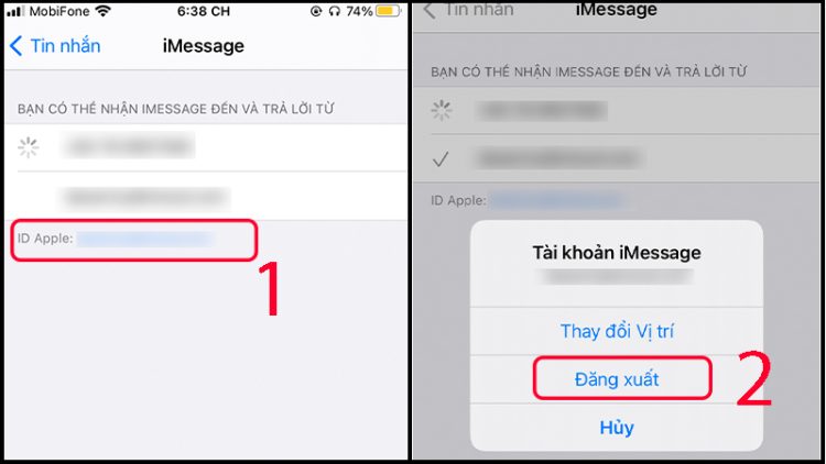 Đăng xuất khỏi iMessage