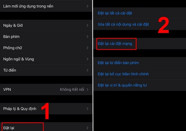 Đặt lại cài đặt mạng iPhone