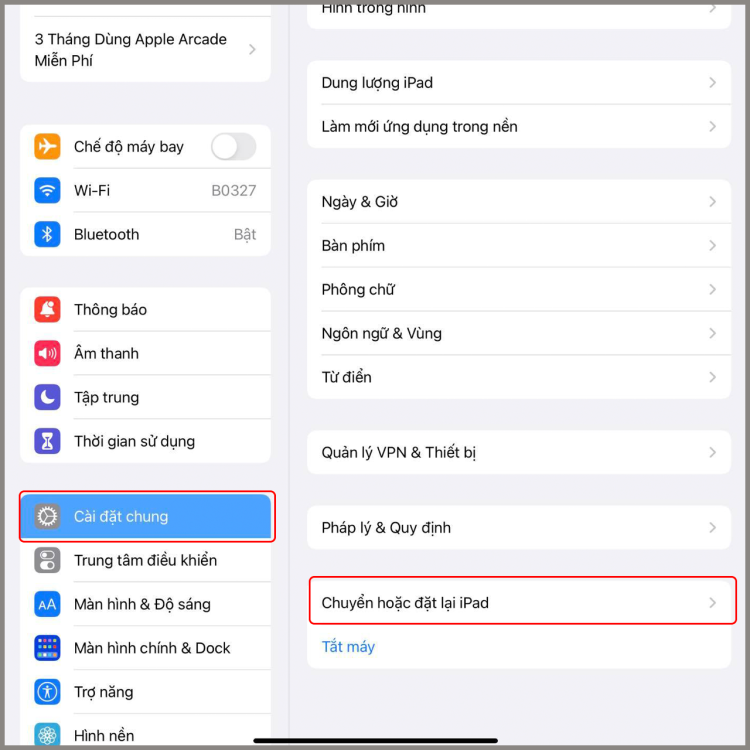 Đặt lại iPad