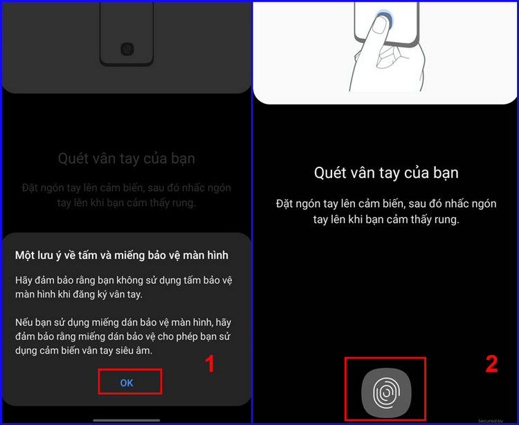 Cài mật khẩu trên điện thoại Samsung bằng vân tay