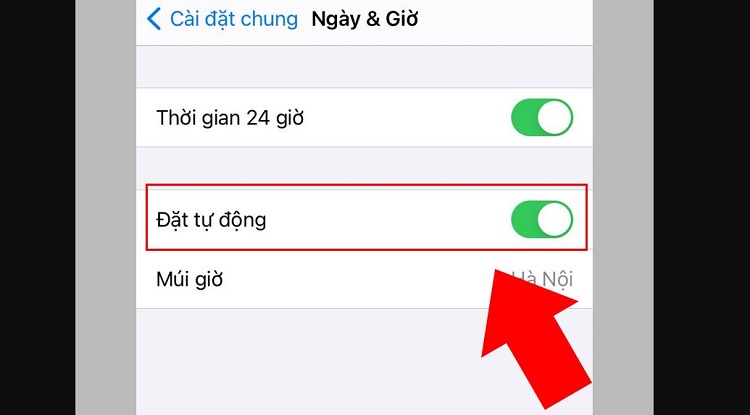 Đặt ngày giờ tự động iPhone