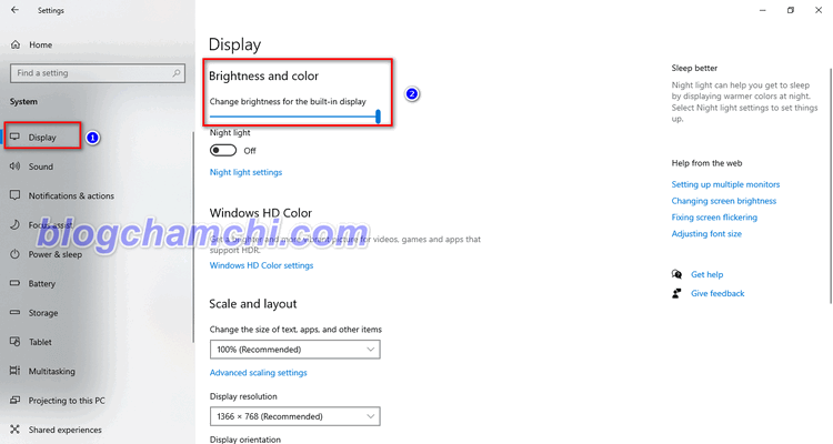 Thay đổi độ sáng màn hình trên Win 10 thông qua Setting