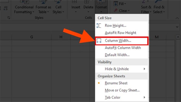 Điều chỉnh sửa kích thước ô trong Excel theo chiều ngang 2