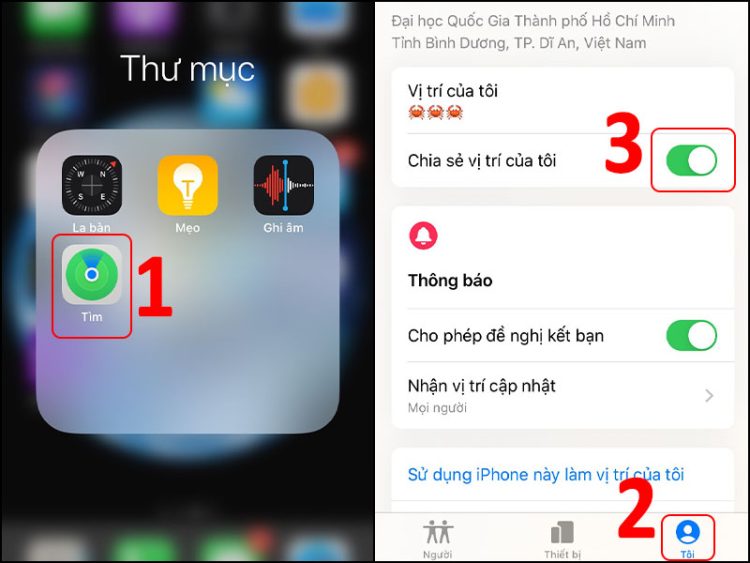 Định vị bằng iCloud trên điện thoại