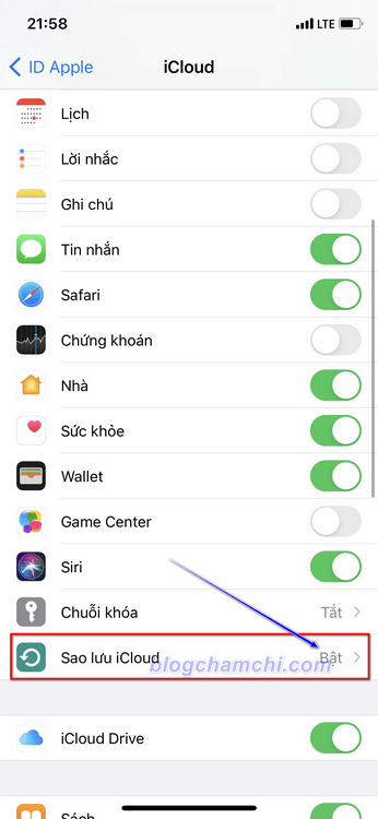 Hướng dẫn BẬT sao lưu danh bạ iPhone trên iCloud qua Settings