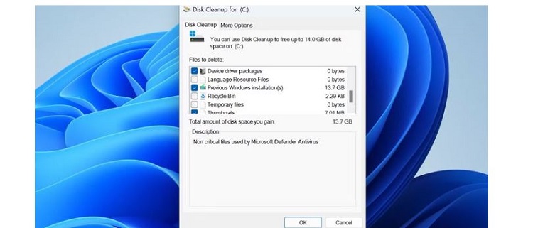 Dùng Disk Cleanup để xóa