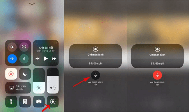 Cài đặt thu âm thanh điện thoai quy quay màn hình iPhone