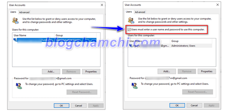 Fix lỗi  “User must enter a user name and password to use this computer"