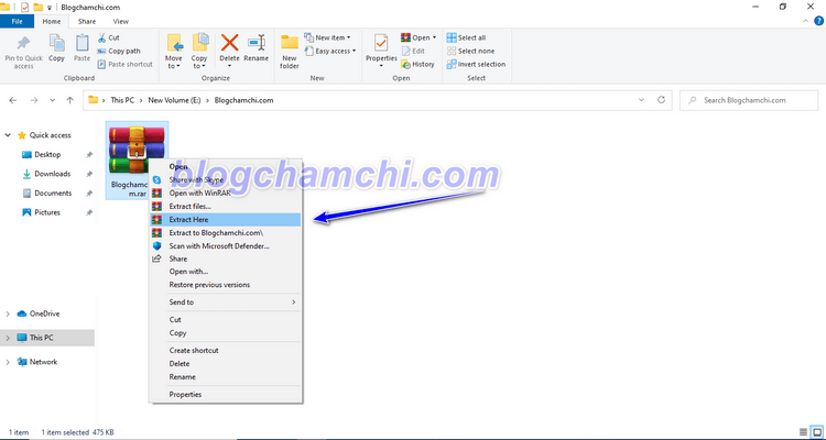 Giải nén file ZIP bằng cách dùng phần mềm Winrar