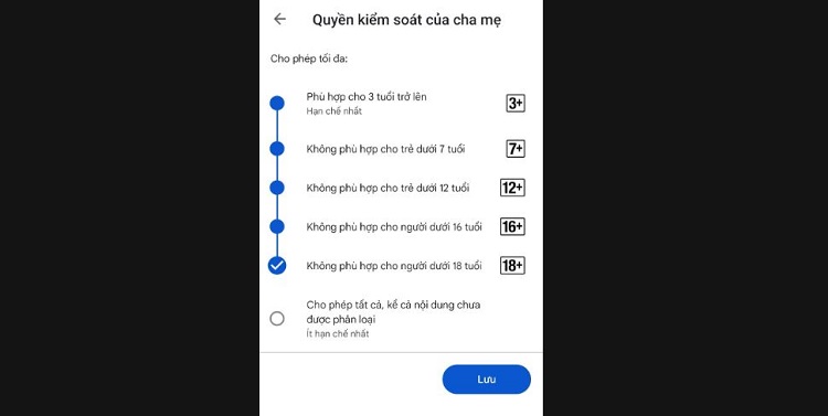 giới hạn nội dung CH Play