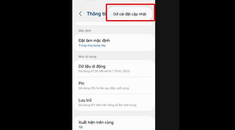 Gỡ cài đặt cập nhật dịch vụ Google Play