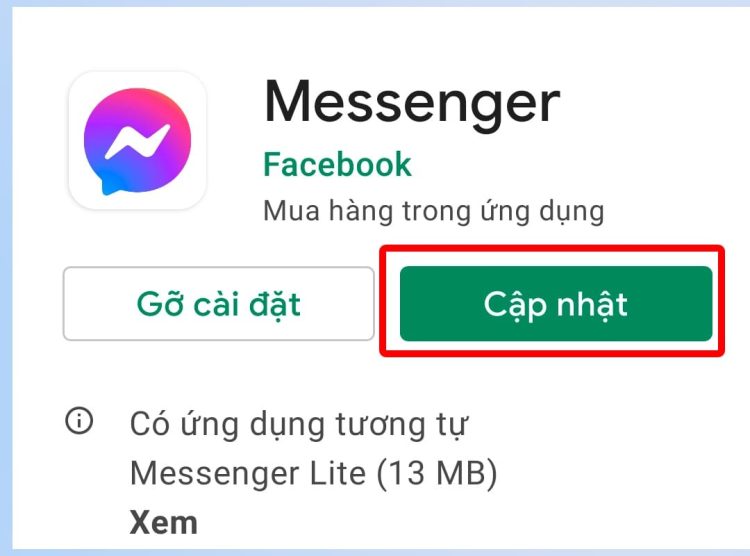 Gỡ ứng dụng và cài đặt lại Messenger