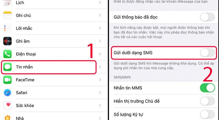 Gửi dưới dạng SMS iPhone