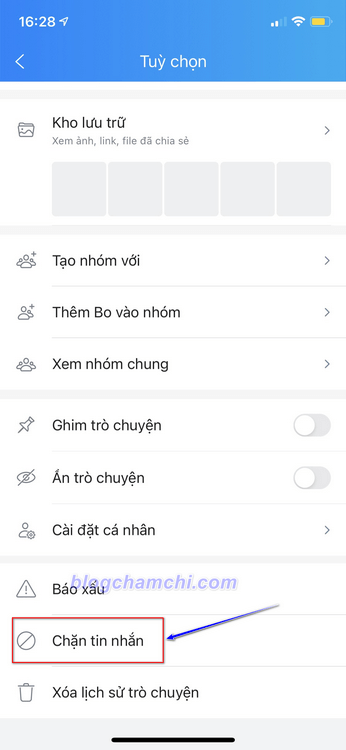 Chặn tin nhắn từ 1 người bất kỳ trên Zalo