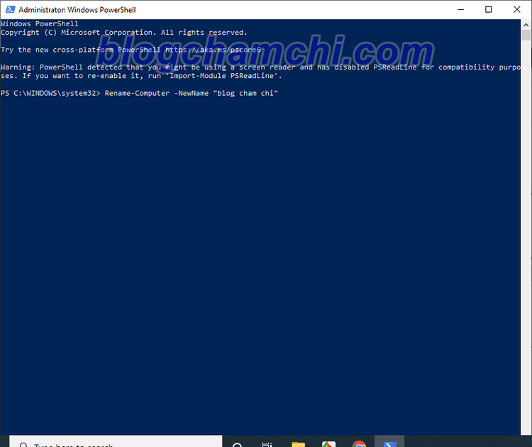 Đổi tên cho máy tính Win 10 bằng Windows PowerShell