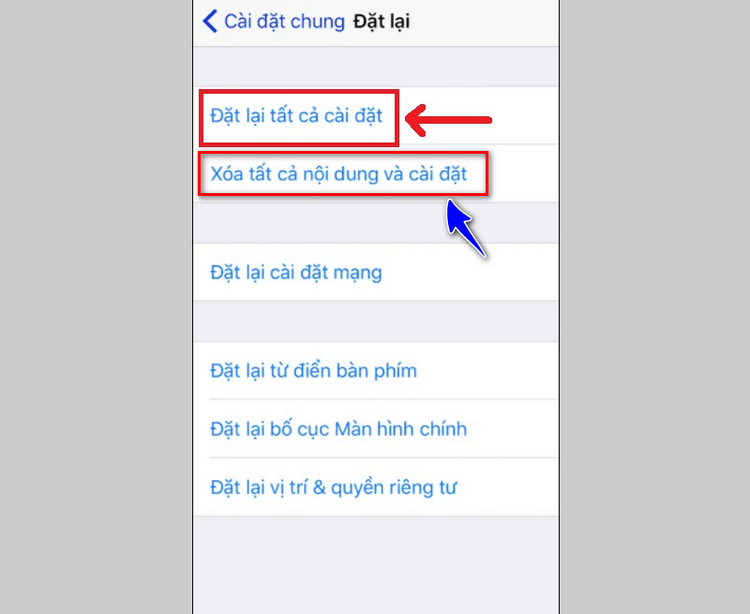 Đặt lại cài đặt để sửa lỗi khi có cuộc gọi đến iPhone không hiển thị tên trong danh bạ