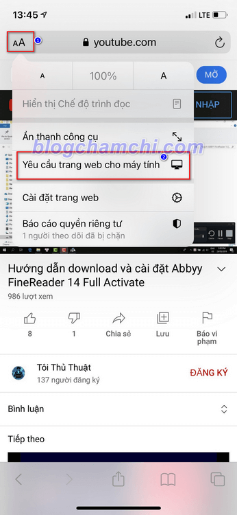 Cách mở tính năng mở cửa sổ nhỏ YouTube trên iPhone bằng Safari