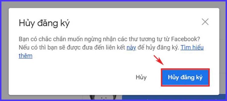 hủy đăng ký nhận bản tin email trong Gmail