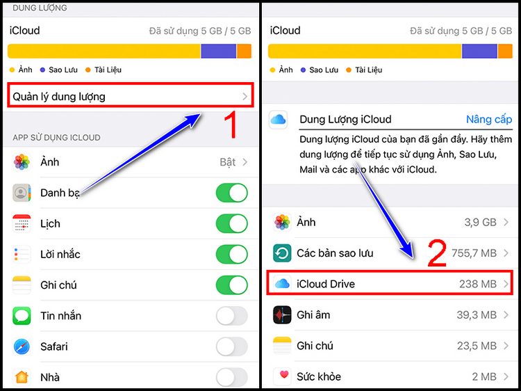 Giải phóng dung lượng iCloud Drive