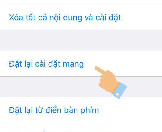 Cài đặt lại mạng trên iPhone