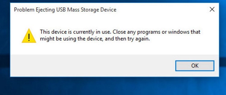 Fix lỗi Problem Ejecting USB Mass Storage Device Windows 11