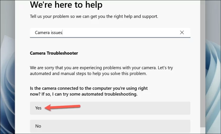 Khởi chạy Camera Troubleshooter