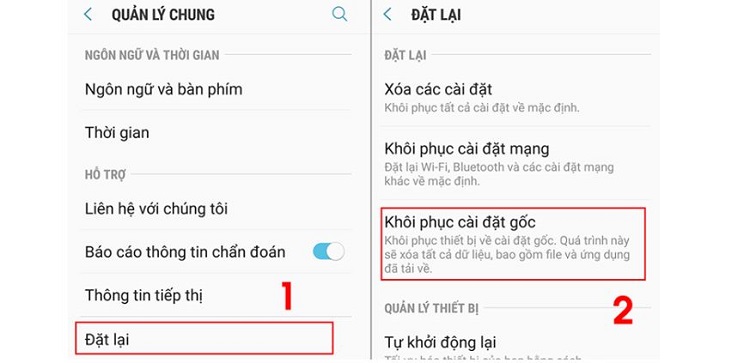 Khôi phục cài đặt gốc Samsung