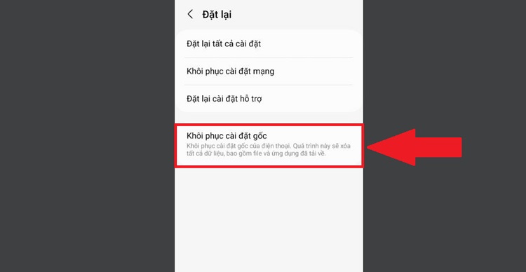 Khôi phục cài đặt gốc Samsung