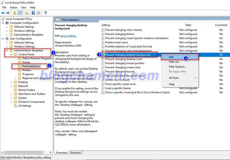 Sửa lỗi không đổi được hình nền desktop bằng Group Policy