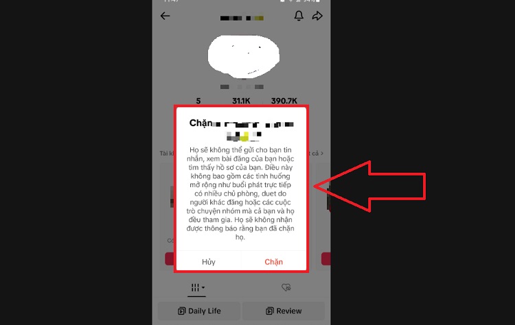 Người khác không biết khi bị chặn trên TikTok