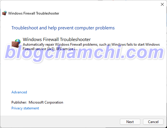 Khắc phục không thể tắt Windows Firewall trên máy tính bằng Windows Firewall Troubleshooter