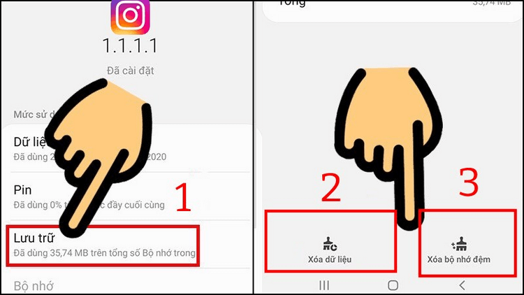 Xóa dữ liệu và cache khắc phục lỗi không thể đăng nhiều ảnh, video lên Instagram