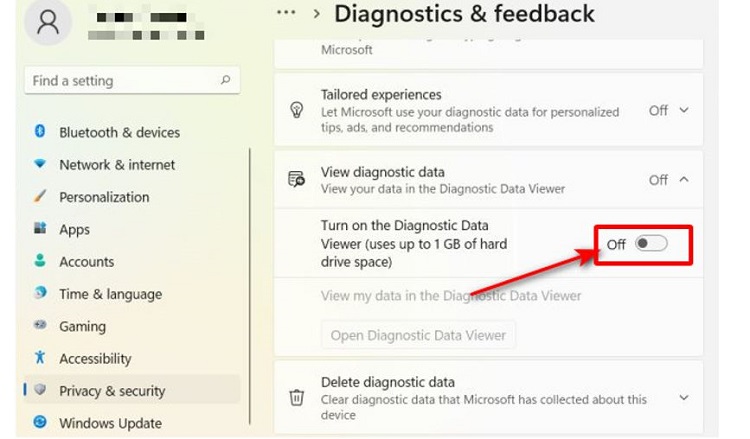 Kích hoạt Diagnostic Data Viewer trên Windows 11