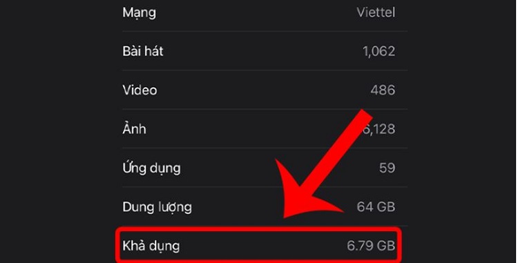 Kiểm tra bộ nhớ iPhone