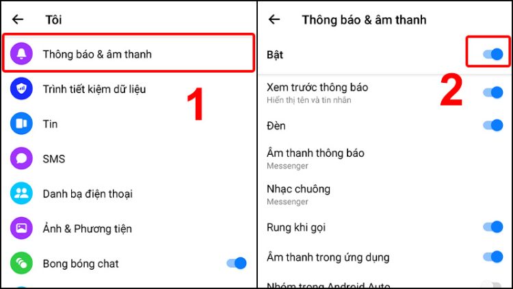 gọi messenger không có chuông