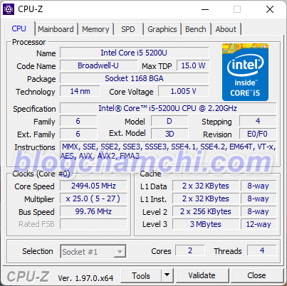 Kiểm tra cấu hình máy tính Windows bằng CPU-Z