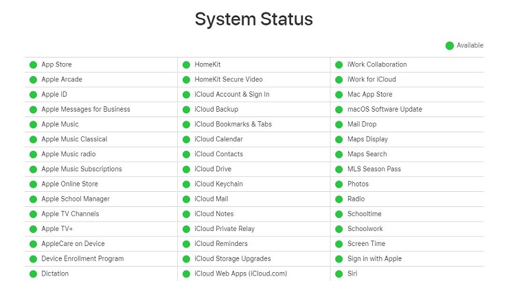 Kiểm tra máy chủ Apple