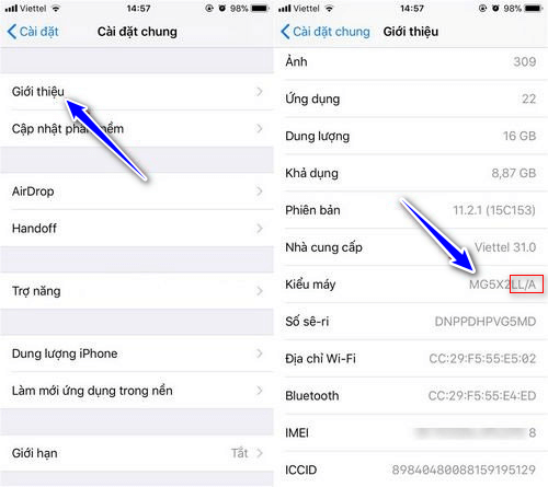 Cách kiểm tra xuất xứ iPhone bằng kiểu máy