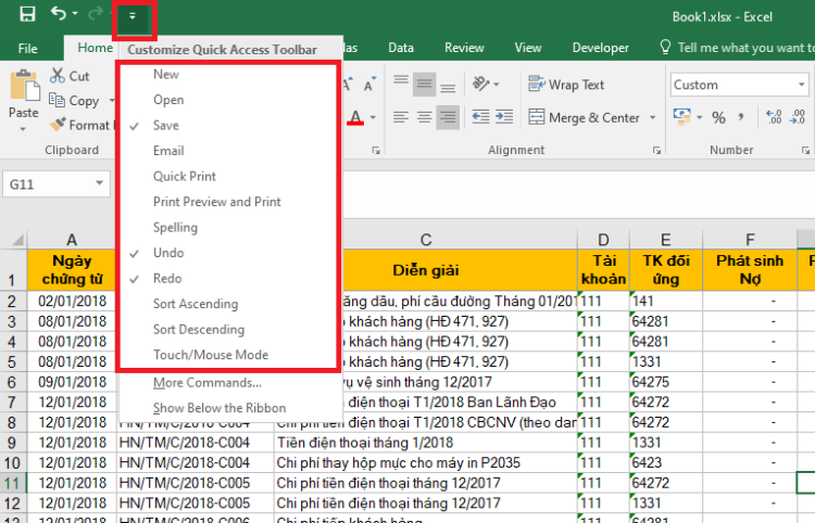 Làm sao để hiện nút Undo trong Excel