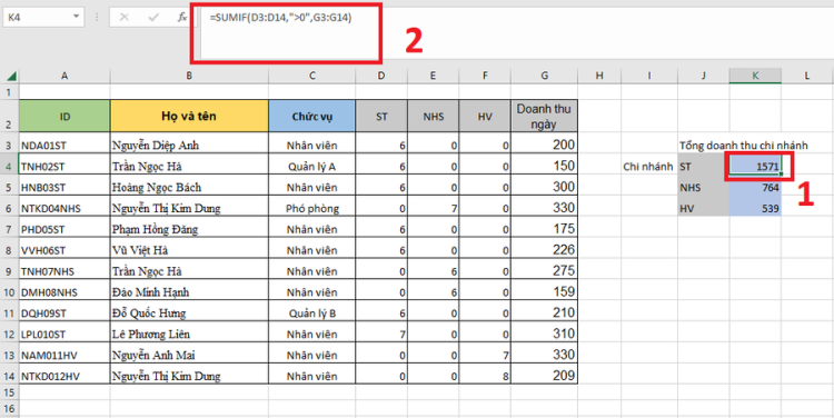 Làm sao để tính tổng các ô không liền nhau trong Microsoft Excel 2