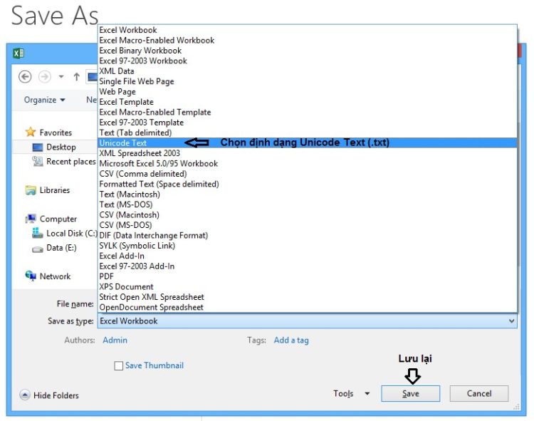 Làm thế nào để chuyển file Excel sang CSV không bị lỗi font