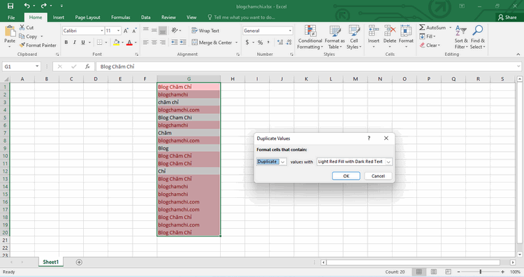 Cách tìm dữ liệu trùng nhau trong Excel bằng Conditional Formatting